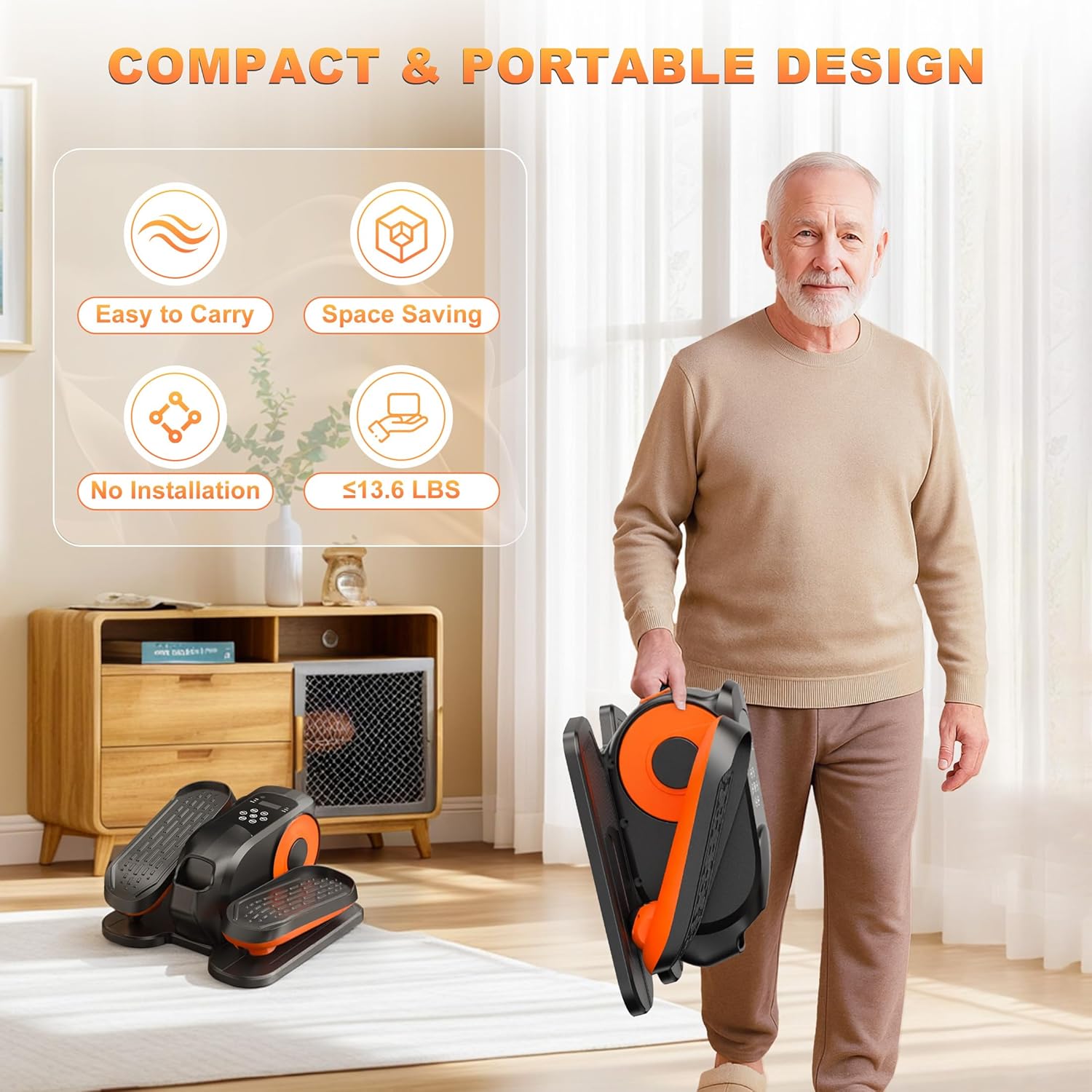Mini Under Desk Elliptical Low Impact Electric Leg Exerciser As Seen on TV While Sitting for Seniors with Non-Slip Mat Quiet & Portable for Home and Office - Image 7