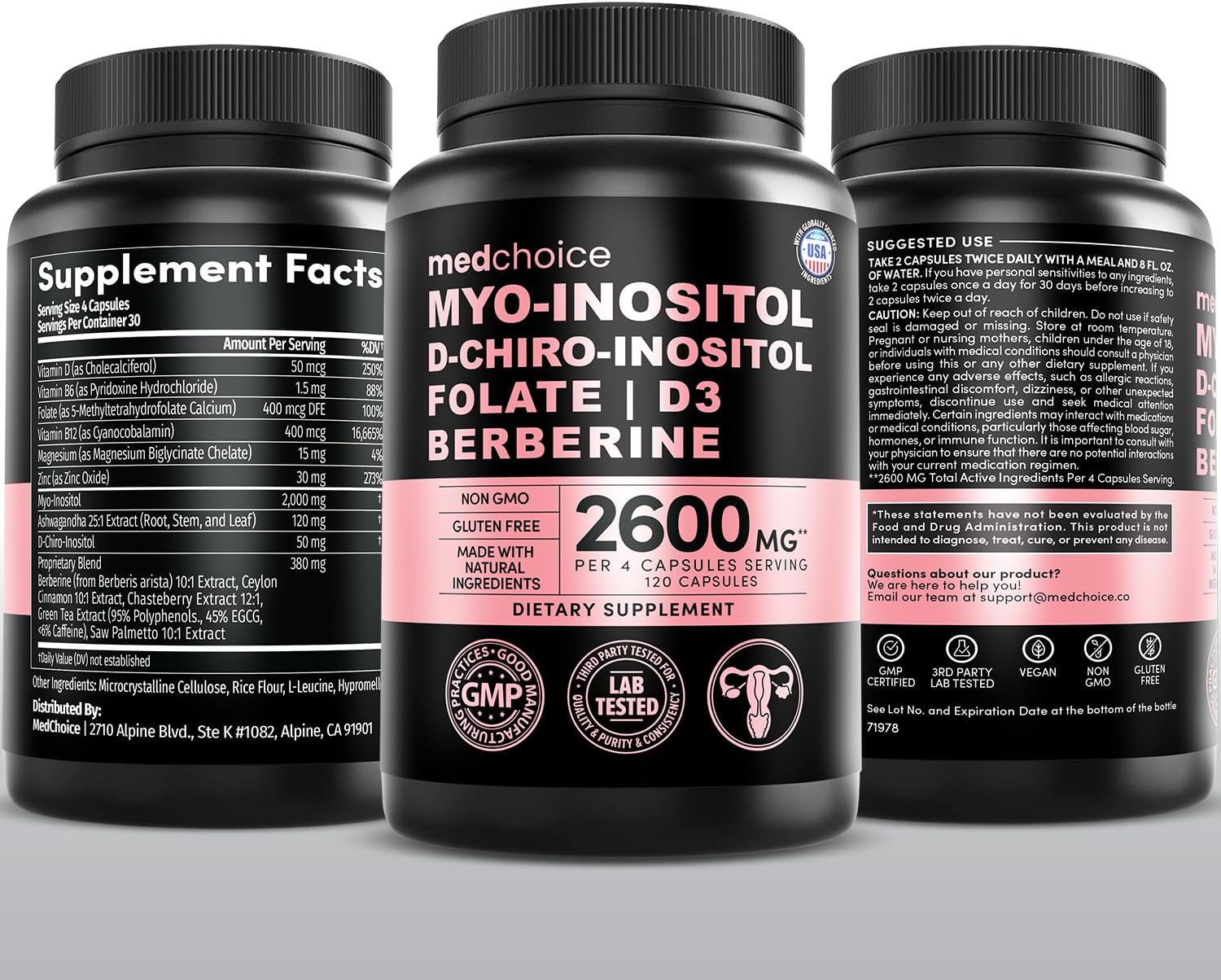 14-in-1 Women’s Inositol Complex Supplement – 40:1 Myo & D-Chiro Inositol with Folate, Vitamin D3, Zinc, Magnesium & Botanicals for Hormone & Feminine Wellness Support – (120 Capsules) (Pack of 1) - Image 9