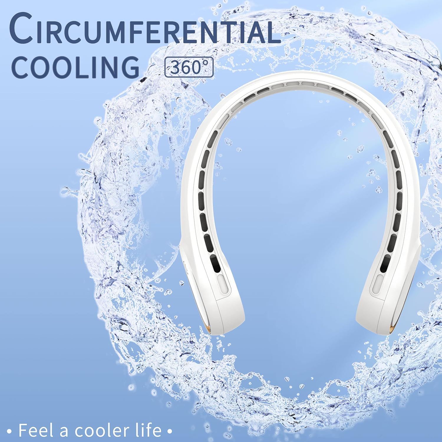 FrSara Neck Fan, Portable Personal Fan Strong Wind, 4000mAh, Air Volume,360° Cooling, No Hair Twisting, Air Volume On 2 Sides, Non-Slip, Quick Charge, Long Use Time, Birthday Gift for Women, Dad, Men - Image 5