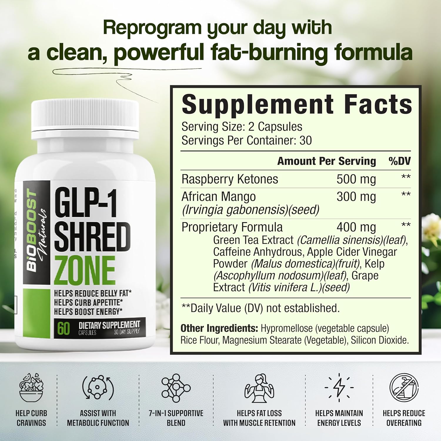 GLP-1 Shred Zone - Weight Loss Pills for Women & Men + Appetite Suppressant Support - Supports Healthy Pathways Associated with GLP-1 Activity - Fat Burner Supplement - 60 Capsules - Image 2