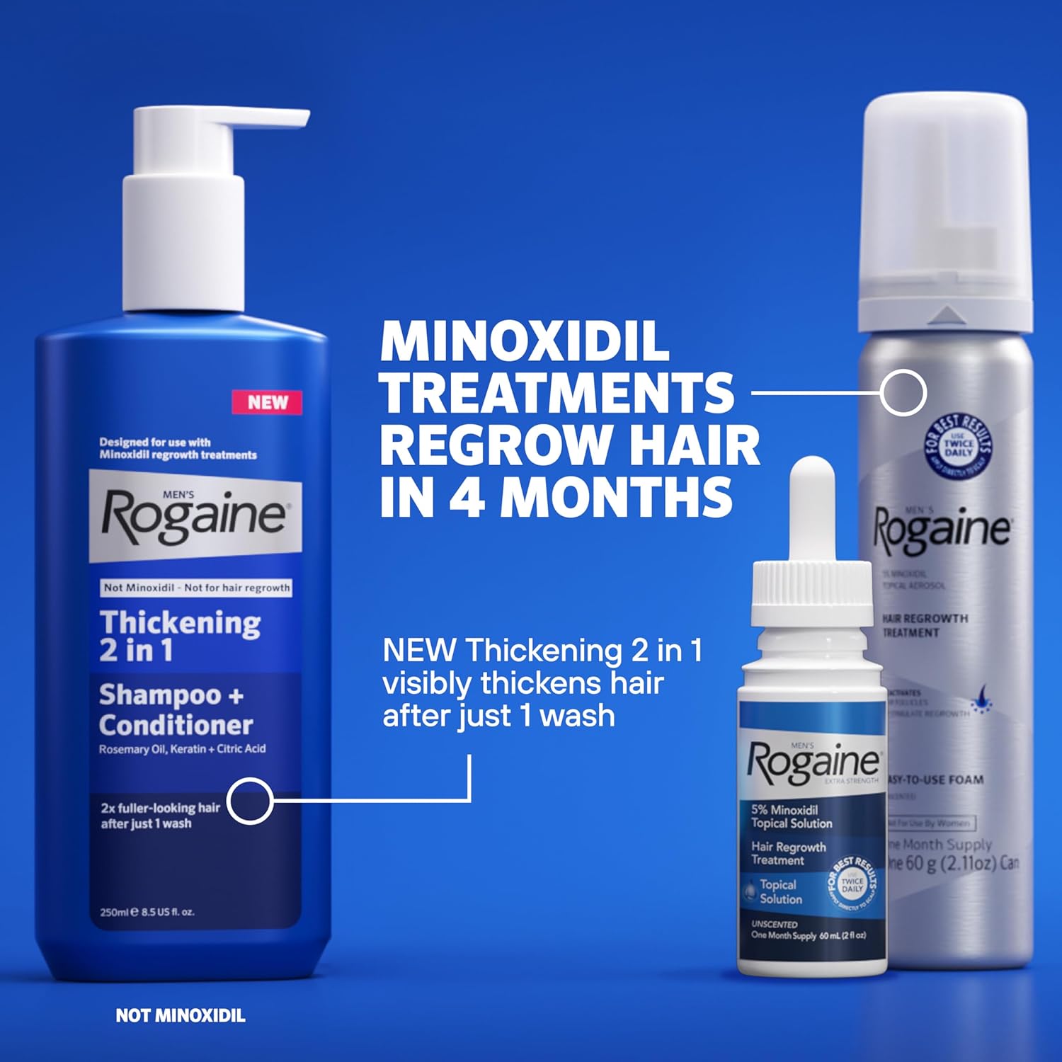Men’s Rogaine 5% Minoxidil for Men Foam, Clinically Proven Regrowth for Thinning Hair, Topical Hair Loss Treatment, Unscented Topical Aerosol, Results in 8–16 Weeks, 3-Month Supply, 3 x 2.11 oz - Image 6