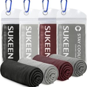 Sukeen 4 Pack Cooling Towels (40"x12"),Ice Towel,Soft Breathable Chilly Towel,Microfiber Towel for Yoga,Sport,Running,Gym,Workout,Camping,Fitness,Workout & More Activities