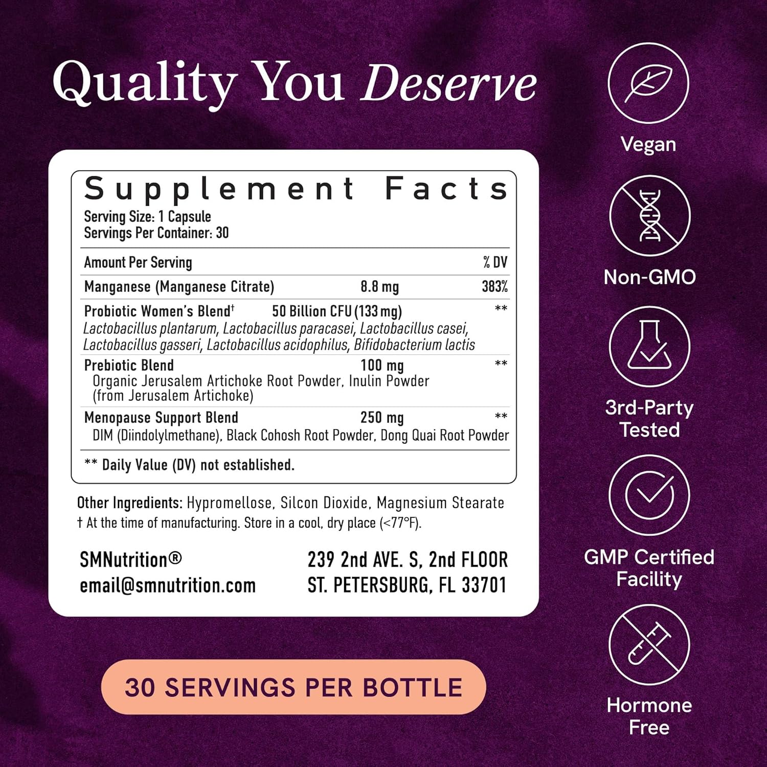 Menopause Support with Prebiotics and Probiotics for Women | Hormone Balance, Hot Flashes & Night Sweats | 50 Billion CFU, DIM & Black Cohosh | Triple Action Menopause Supplements for Women | 30 Ct - Image 5