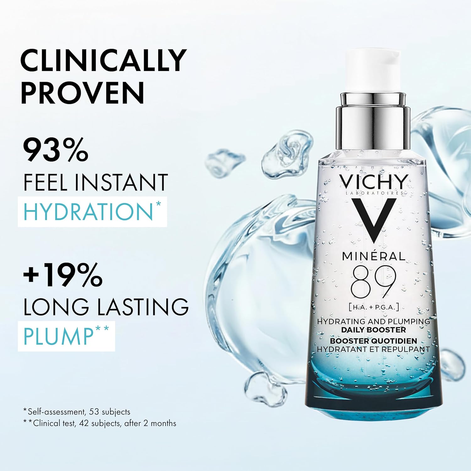 Vichy Mineral 89 Booster, Pure Hyaluronic Acid Serum for Face with Polyglutamic Acid for Skin Barrier Repair, Plumps & Hydrates, Lightweight Hydrating Serum, Oil-Free, Non-Sticky - Image 5
