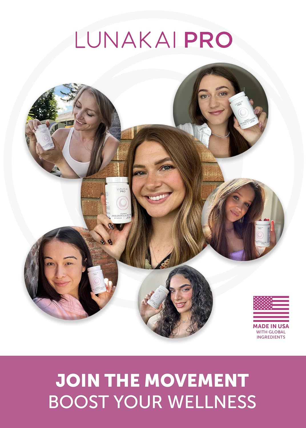 Lunakai USA Made Hair Growth Supplement for Women - Advanced 20 Nutrient with Marine Collagen, Saw Palmetto, Biotin & Keratin - Daily Hair Vitamins for Thicker Strands - 90 Capsules - Image 5