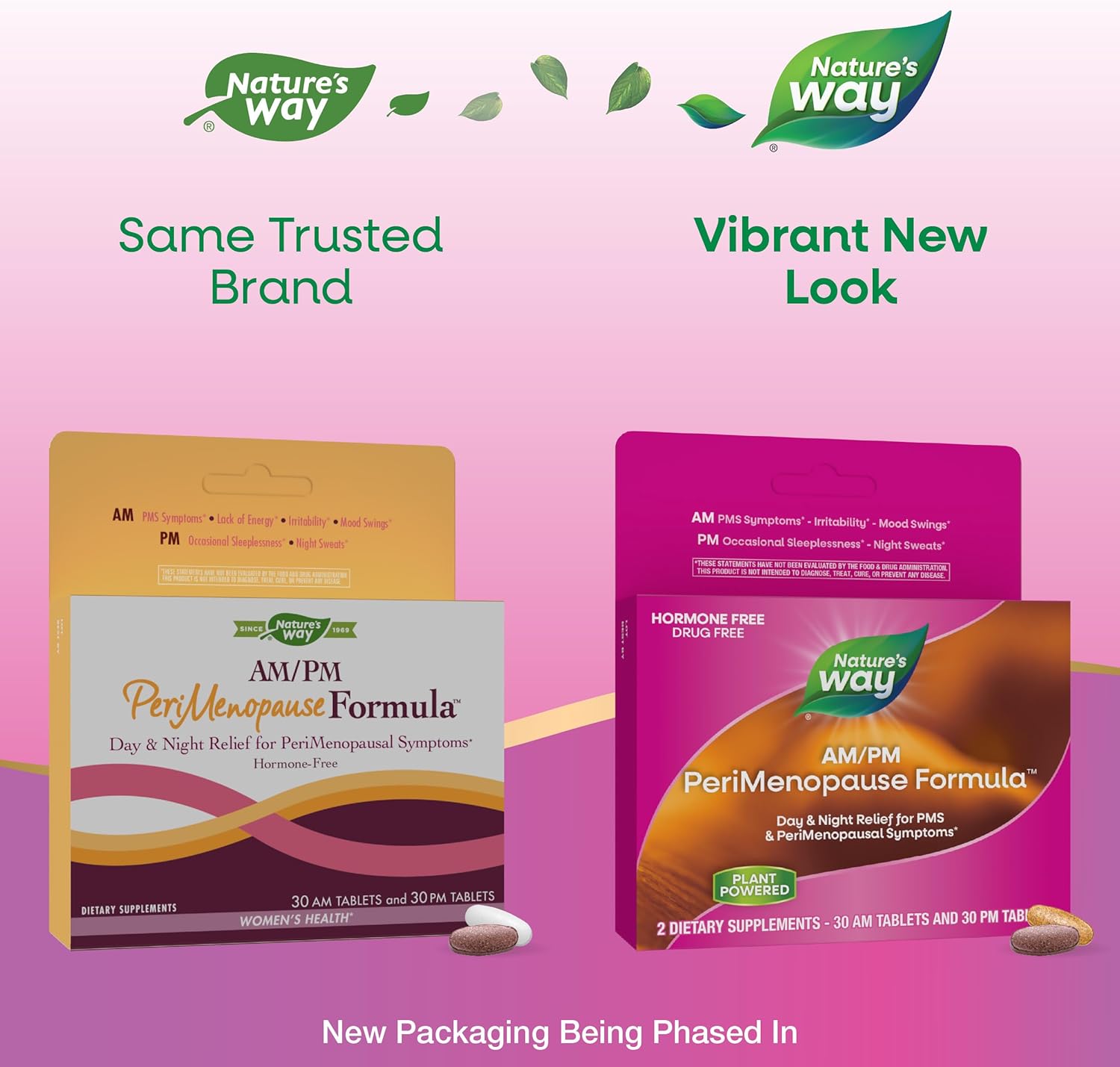 Nature's Way AM/PM PeriMenopause Formula, Perimenopause and PMS Symptom Support*, Hormone-Free, Hot Flashes*, PMS Symptoms*, Restful Sleep*, 30 AM & 30 PM Tablets (Packaging May Vary) - Image 2