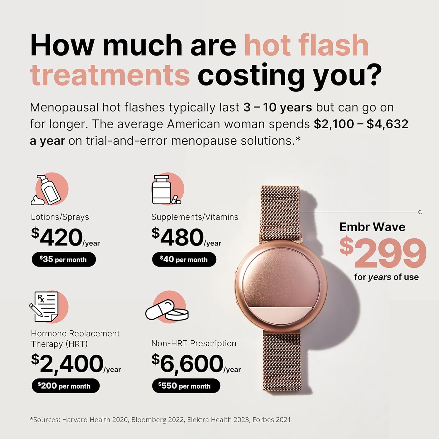Embr Wave Cooling Bracelet - Warming Bracelet - Personalized Thermal Relief - Manage Hot Flashes, Night Sweats, Sleep, Tension - Clinically Proven - Rechargeable - Rose Gold - Image 6