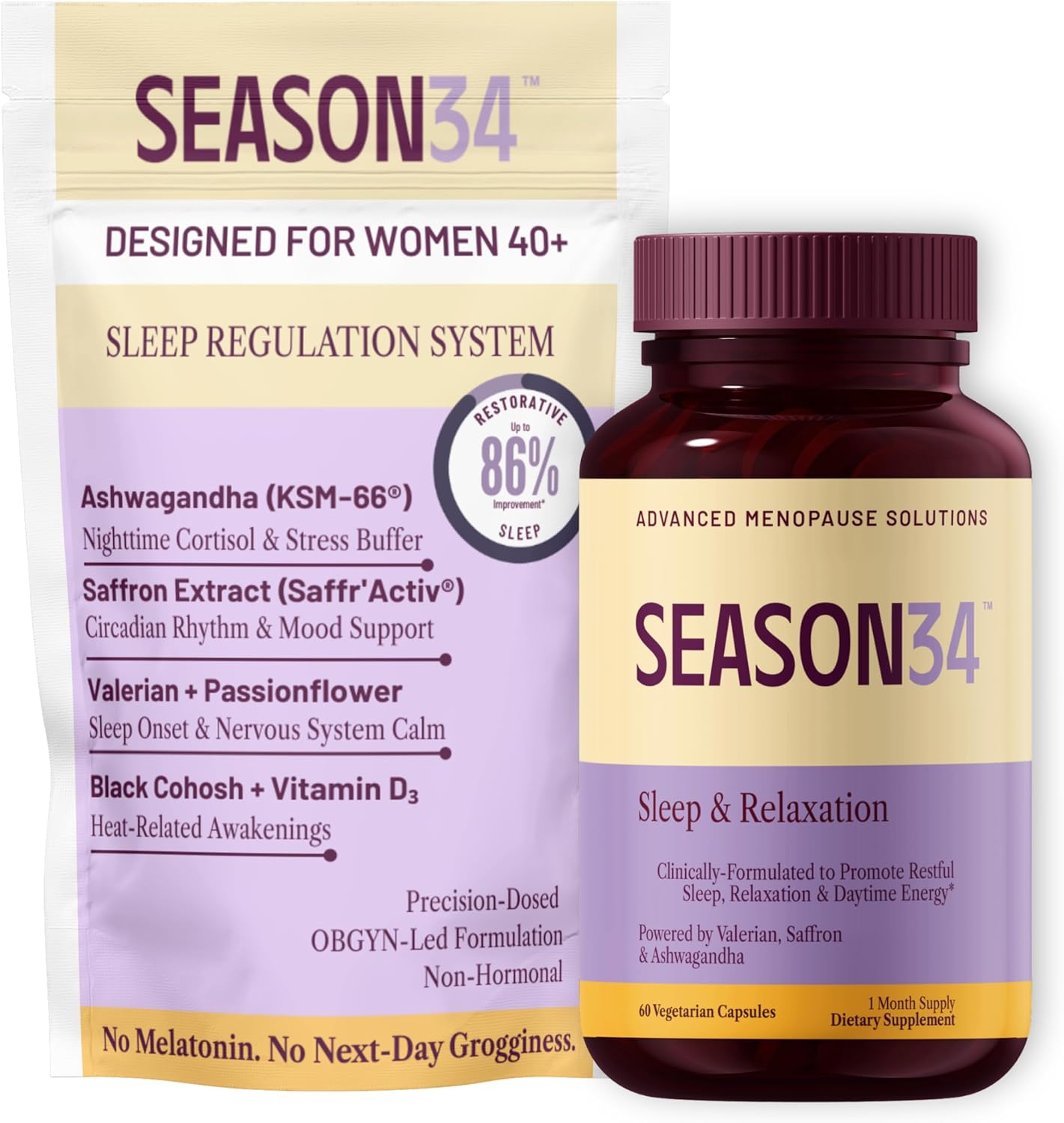 Menopause & Perimenopause Sleep Support for Women 35+ | Night Sweats & Hot Flash–Related Awakenings | Stay Cool All Night & Wake Refreshed | Herbal, Non-Hormonal, Melatonin-Free, 60 Ct