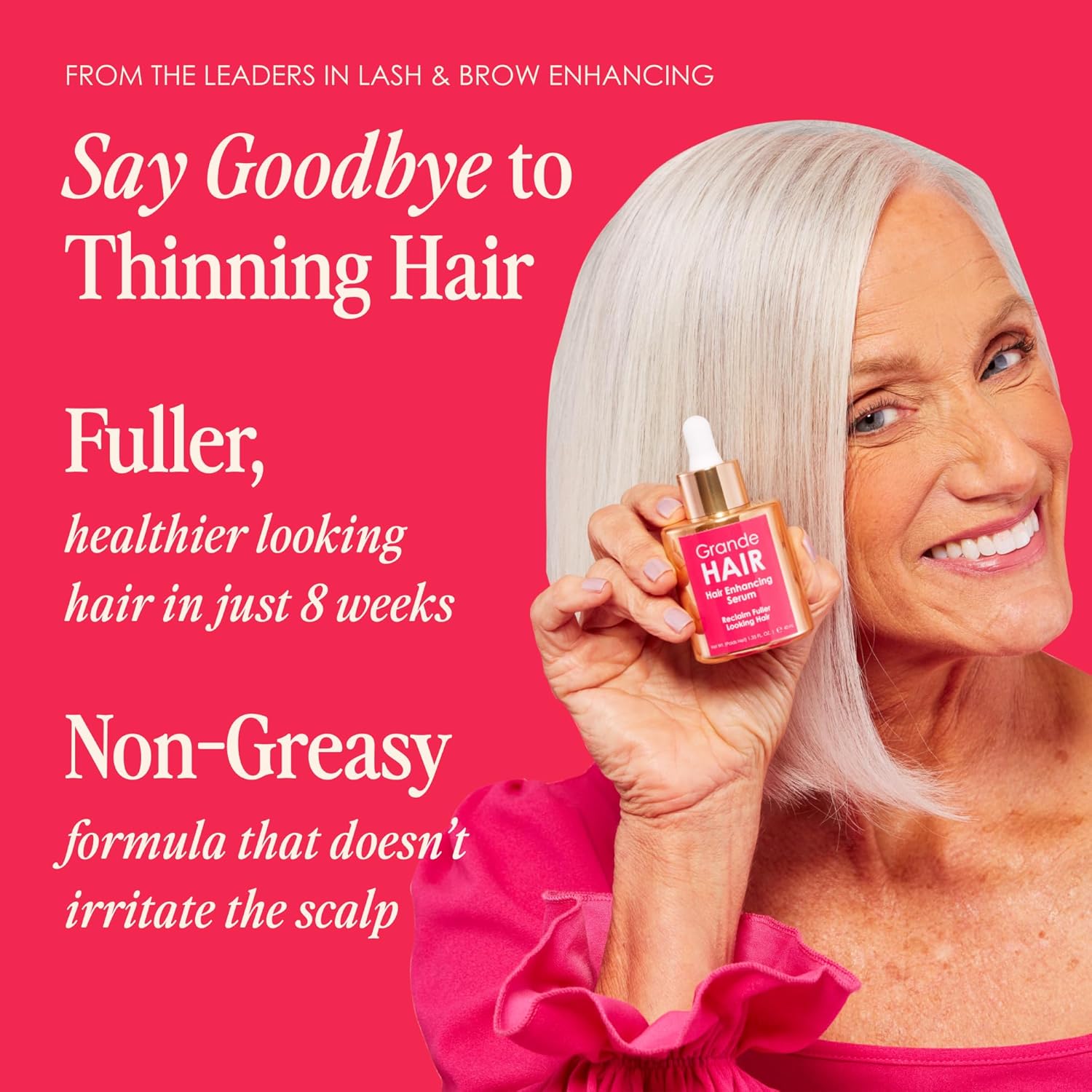 Grande Cosmetics Hair Serum for Men and Women, Promotes Thickness in Thinning Hair, Safe for Color Treated Hair - Image 3