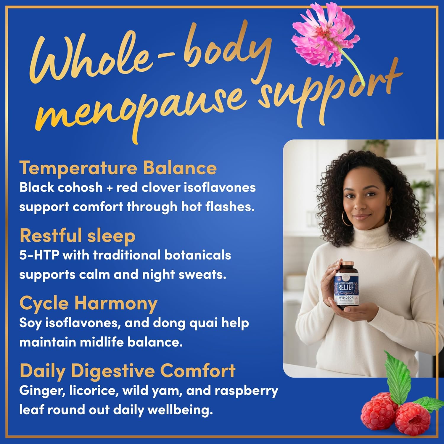 Menopause Supplements for Women - 5-HTP, Dong Quai, Black Cohosh for Menopause Hot Flashes, Night Sweats Relief Support - Womens Pre Meno Premenopausal Perimenopause Supplement - 90 Caps - Image 6