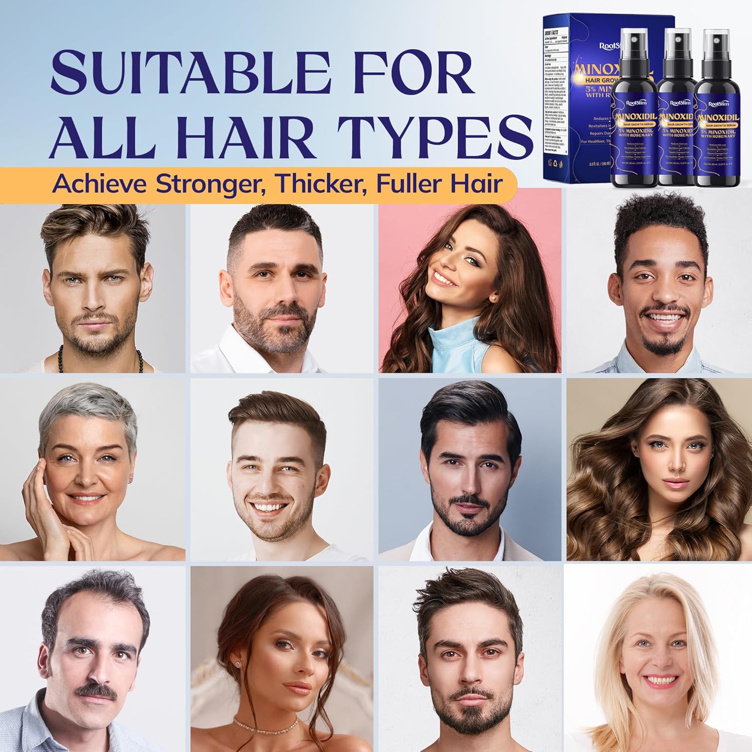 5% Minoxidil Hair Growth for Men and Women: 3-Pack RootStim Extra Strength Minoxidil Beard Regrowth Treatment with Rosemary for Thinning Hair Regrowth and Fuller Hair 180 ML - Image 8