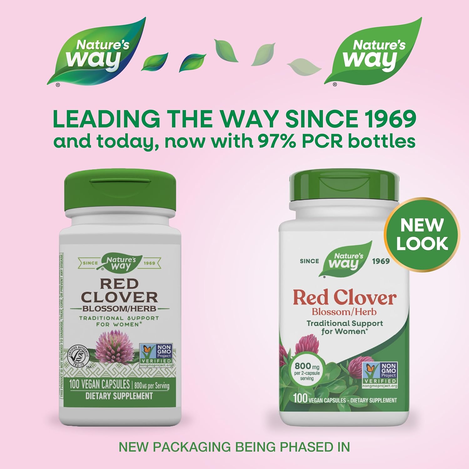 Nature's Way Red Clover Blossom Herb, Traditional Health Support for Women*, 800 mg per 2-Capsule Serving, Non-GMO Project Verified, Red Clover Supplement, 100 Vegan Capsules (Packaging May Vary) - Image 2