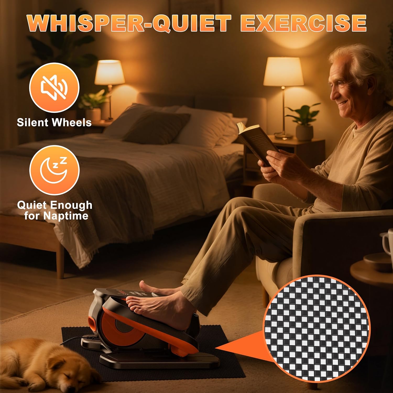 Mini Under Desk Elliptical Low Impact Electric Leg Exerciser As Seen on TV While Sitting for Seniors with Non-Slip Mat Quiet & Portable for Home and Office - Image 6