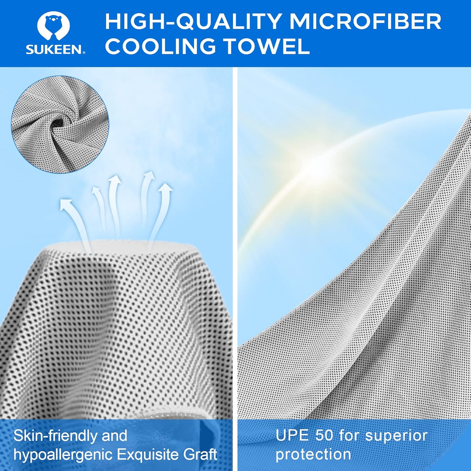 Sukeen 4 Pack Cooling Towels (40"x12"),Ice Towel,Soft Breathable Chilly Towel,Microfiber Towel for Yoga,Sport,Running,Gym,Workout,Camping,Fitness,Workout & More Activities - Image 6