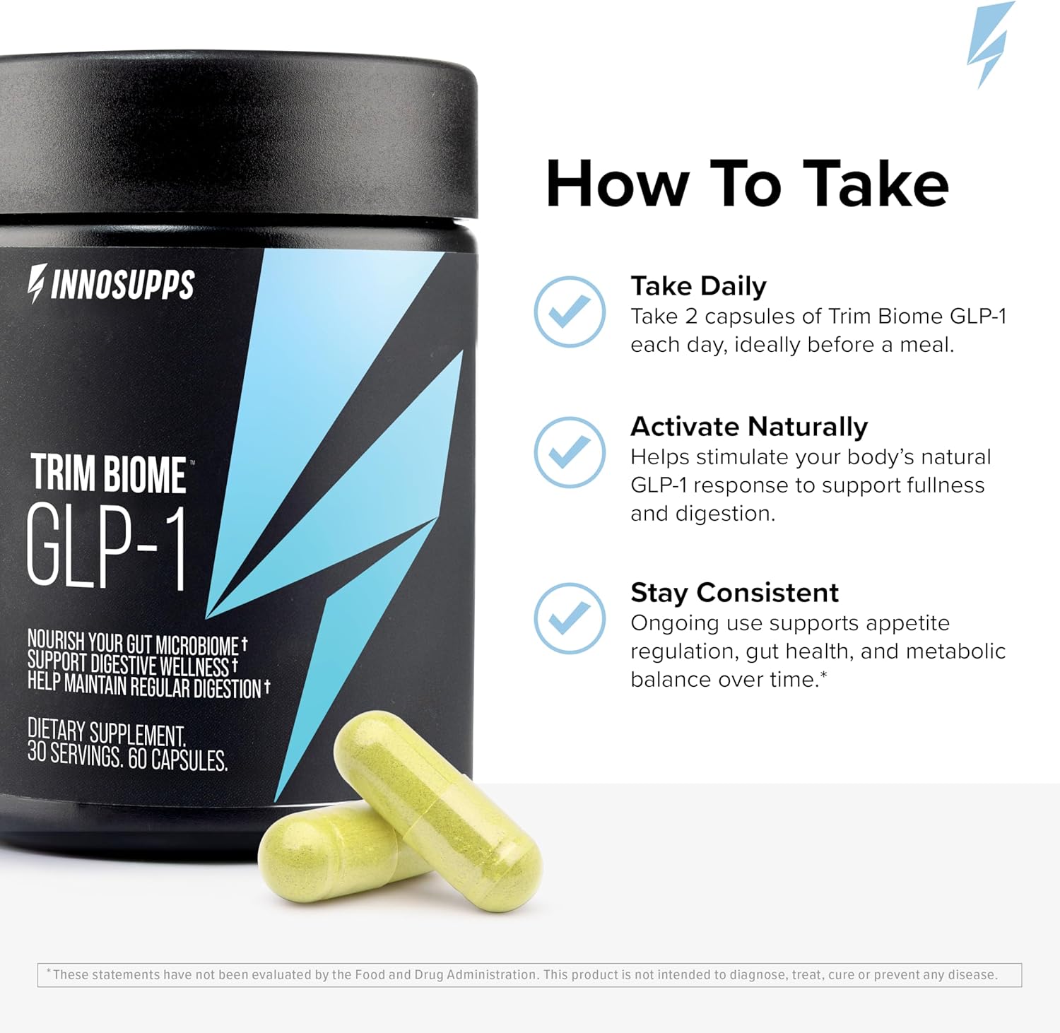 InnoSupps Trim Biome GLP-1 Supplement Weight Loss - Probiotic, Prebiotic, Postbiotic for Gut Health, Appetite & Metabolism Support with Akkermansia, Berberine - 60 Capsules, 30 Servings - Image 6
