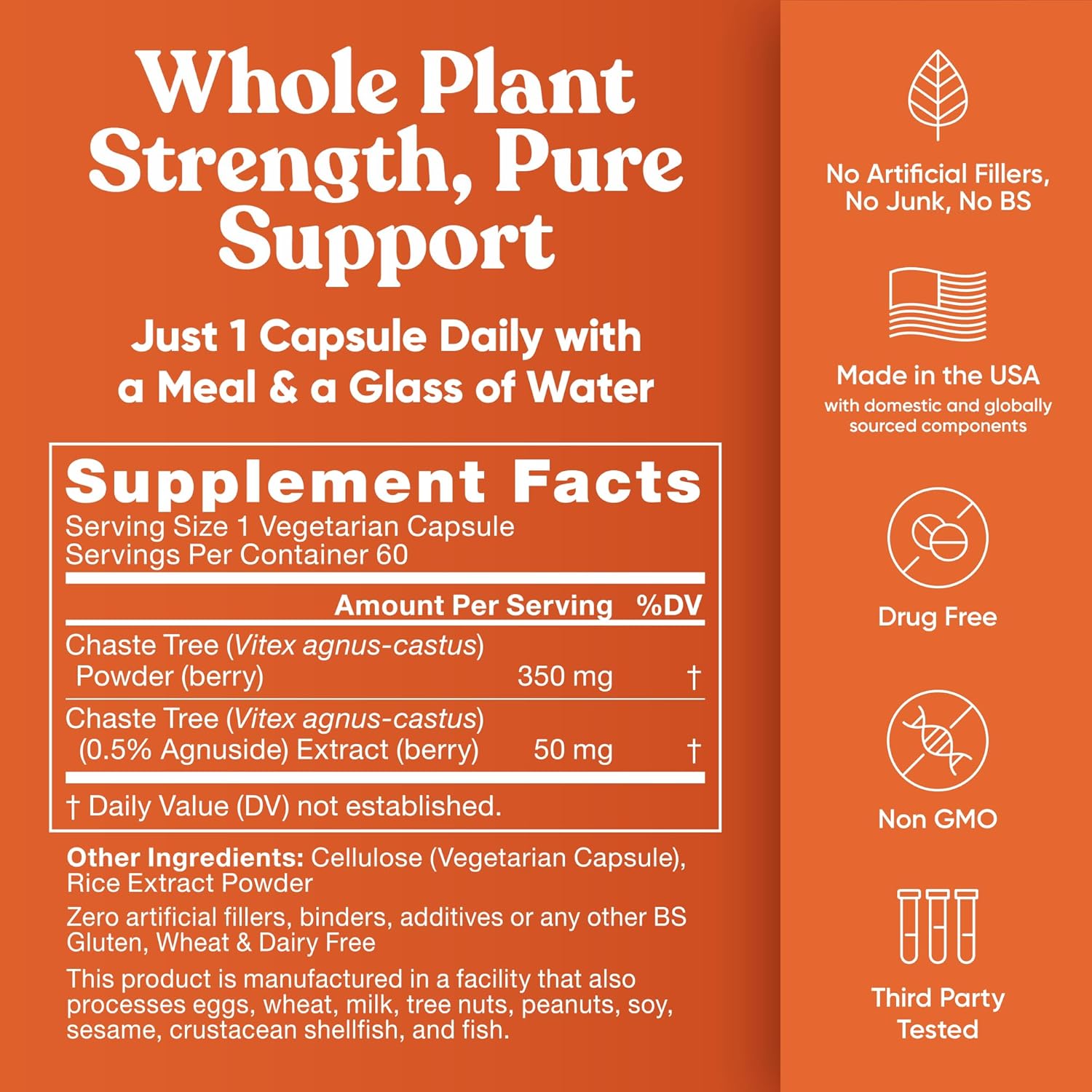Vitex Pure 400 Mg Chasteberry - Natural PMS Support, Balance Hormones, Regulate Cycle, Promote Skin Health - Full-Spectrum & Standardized - 60 Vegan Soft Capsules - Image 6