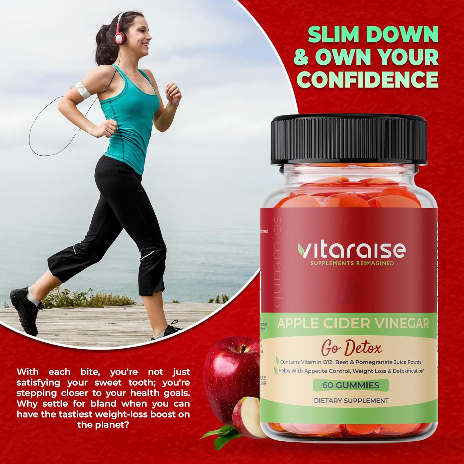 Apple Cider Vinegar Gummies - ACV with Mother Gummies for Weight Loss - Detox & Digestion Support - 1000mg - Keto ACV Gummies B9 & B12 - Metabolism Booster - Vegan, Non-GMO, Gluten-Free - 60 Chews - Image 4