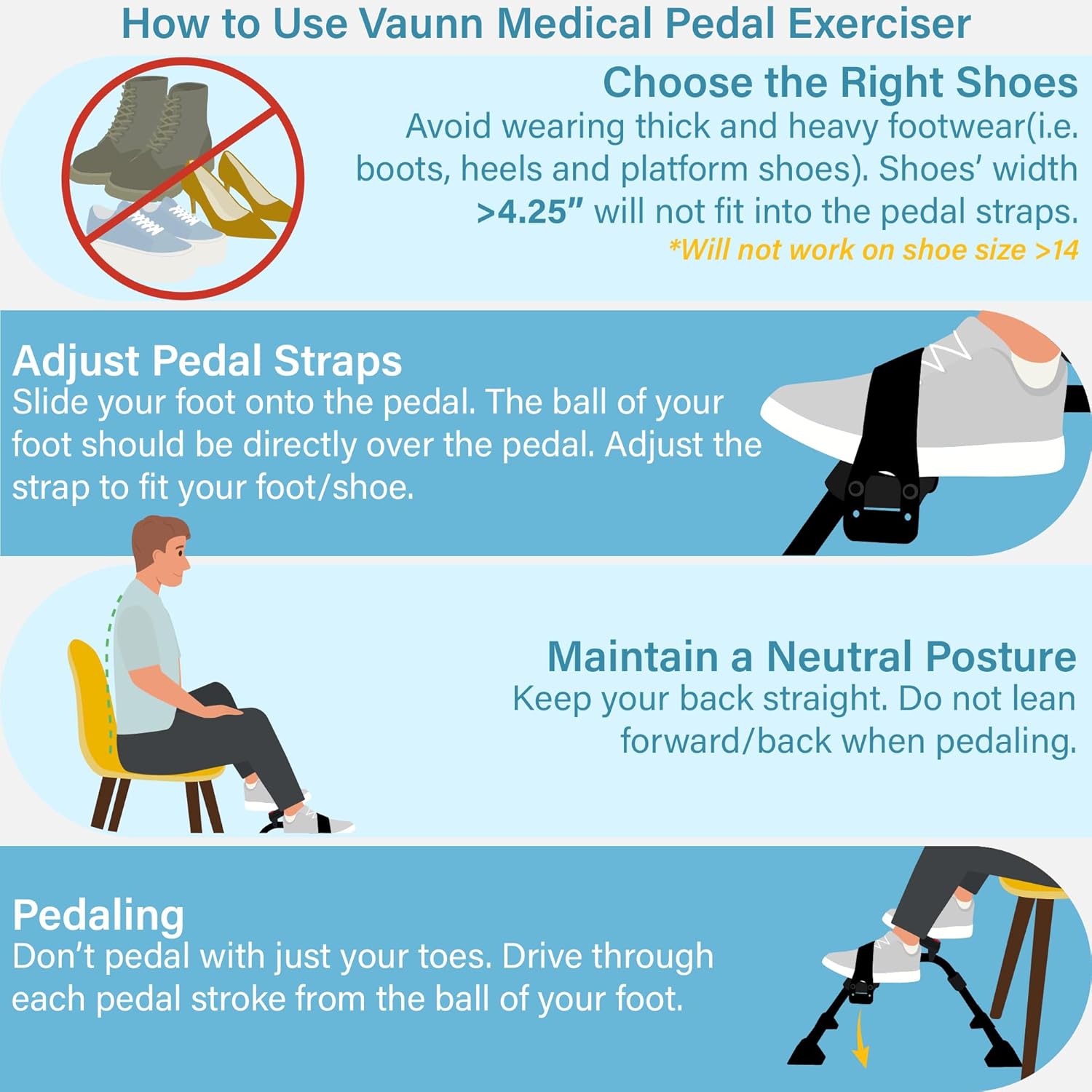 Vaunn Under Desk Bike Pedal Exerciser Ergometer with LCD Display – Mini Pedal Exerciser for Arm & Leg Workout, Folding Desk Cycle for Home Office, Physical Therapy & Low Impact Cardio - Image 6