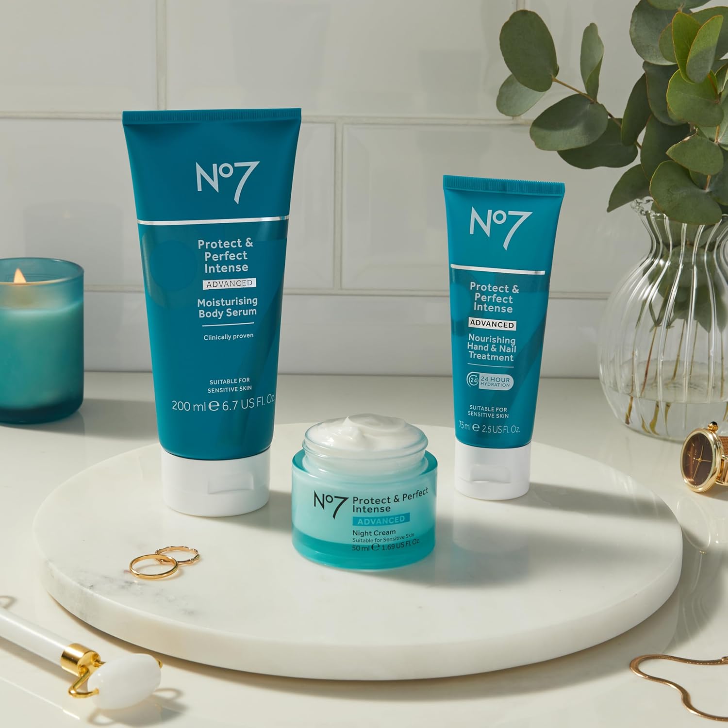 No7 Protect & Perfect Intense Advanced Body Serum - Anti Aging Serum with Hyaluronic Acid & Argan Oil - Collagen Peptide Skin Firming Body Moisturizer (6.7 oz) - Image 7