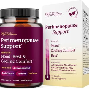 Perimenopause Support | Hormone Balance for Women | Mood, Sleep, Cycle Regularity & Cooling Support | Black Cohosh, Vitex, Saffron & More | Peri Menopause Supplements for Women | Non-GMO | 60 Ct
