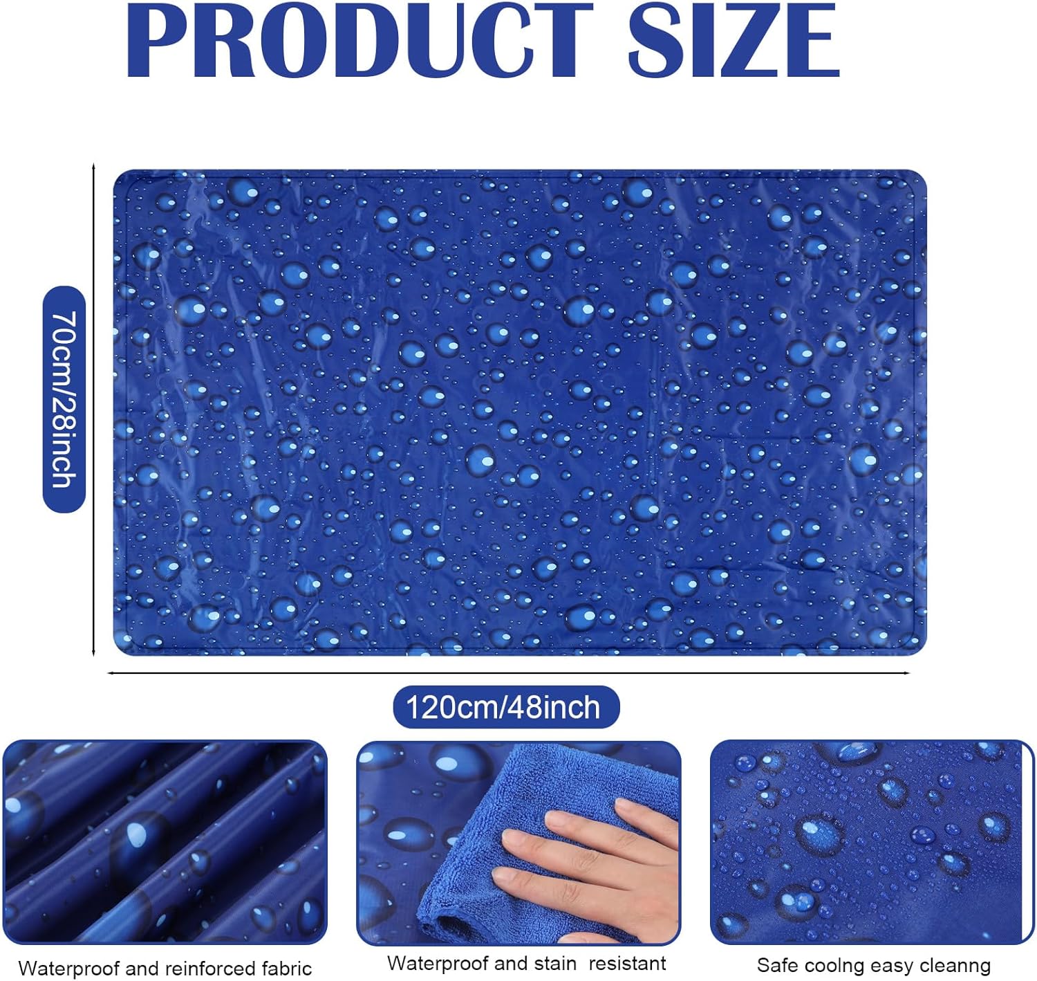 Drydiet Cooling Pad Mat for Sleep Cooling Mattress Pad Gel for Bed, Relieve Pain, Summer Hot Flashes, Adult, Pets, No Water or Electricity Required(Plain,Dark Blue,48 x 28 Inch) - Image 2