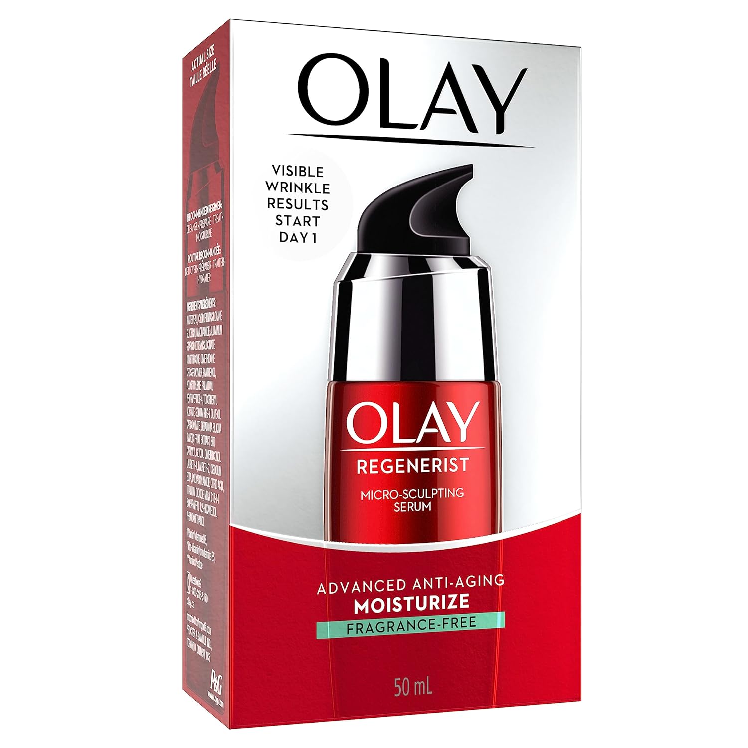 Olay Regenerist Micro Sculpting Serum, Fragrance Free Anti Aging Face Serum for Daily Use, Hydrating and Firming Facial Serum for Smoother Skin and Wrinkle Appearance, Lightweight Formula, 1.7 Fl Oz - Image 2