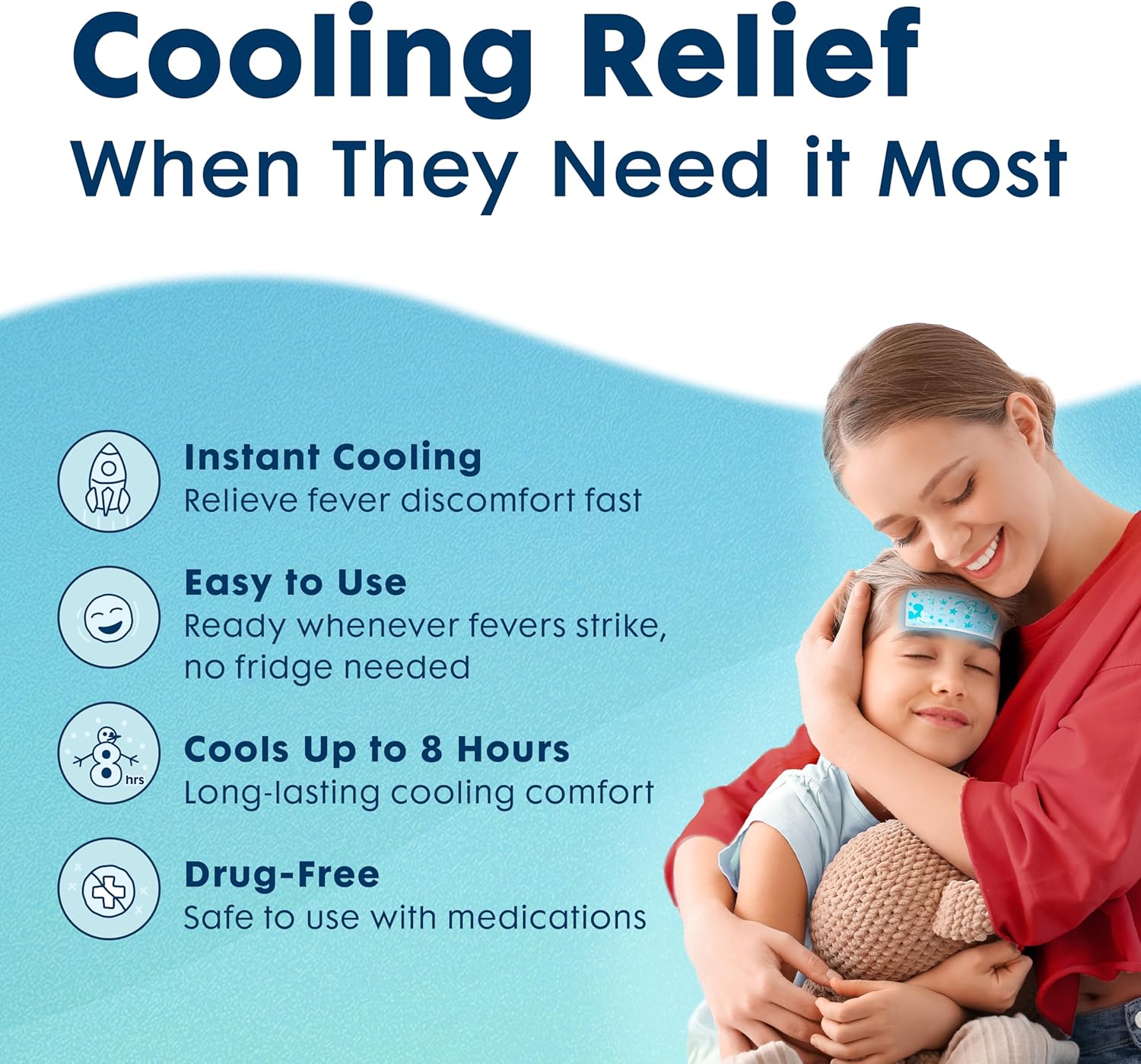 BEKOOOL Soft Gel Sheets for Kids for Cooling Relief from Fever discomfort | 4 Count - Image 4