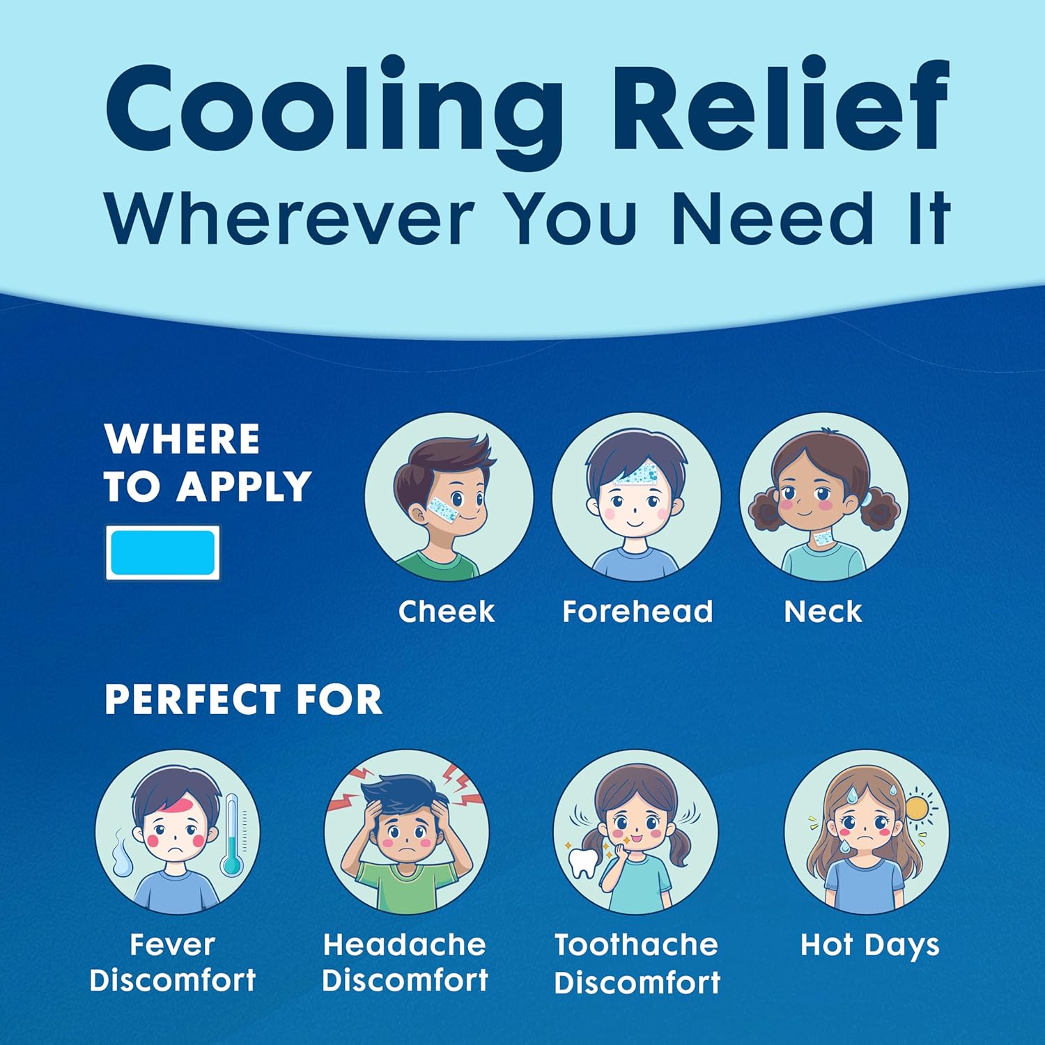 BEKOOOL Soft Gel Sheets for Kids for Cooling Relief from Fever discomfort | 4 Count - Image 7