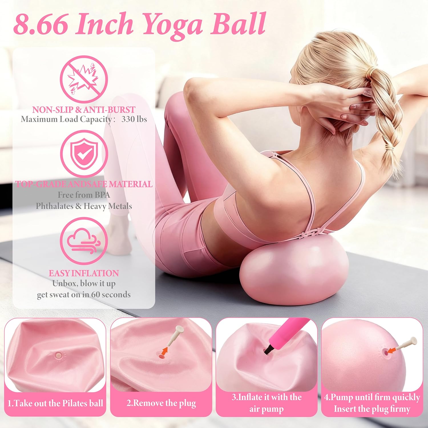 Pilates Kit for Home Workouts, Pilates Equipment Ring and Ball Set, Pilates Essentials Kit for Women, Home Pilates Workout Kit, Pilates Starter Kit for Women at Gym Studio Travel - Image 5