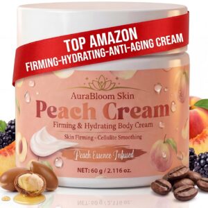 Peach Cream, Firming body lotion Anti Cellulite Cream, Skin Firming and Tightening Lotion - Anti Aging Face Moisturizer with Hyaluronic Acid, Caffeine and Peach Extract - fast absorbing Formula - 2 Oz