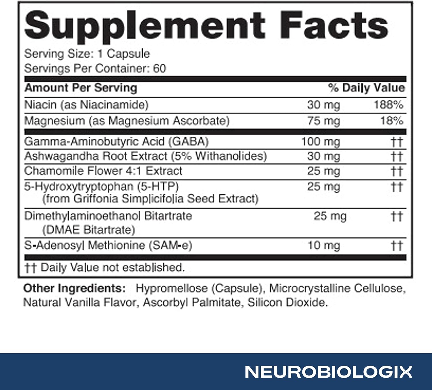 Neurobiologix Mood Plus for Men and Women, Mood & Stress Support Supplement with GABA, 5-HTP, Ashwagandha, Magnesium & Chamomile for Emotional Balance, Relaxation & Serotonin Support, 60 Capsules - Image 5