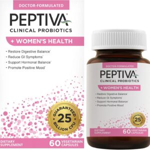 Peptiva Probiotics for Women's Health - Women's Probiotic and Digestive Support, 25 Billion CFU, Multi-Strain Probiotic, Lactobacillus Acidophilus, Bifidobacterium - 60 Vegetarian Capsules