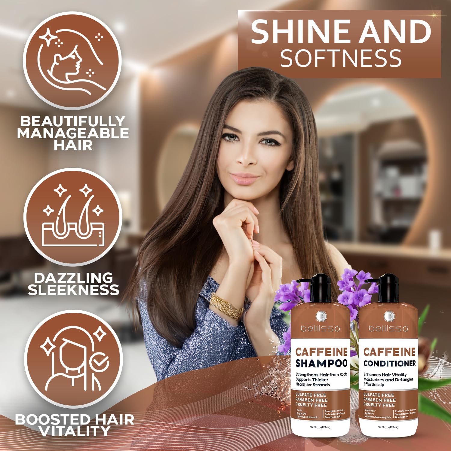 Caffeine Shampoo and Conditioner Set - Volumizing Products for Women and Men - Thickening, Volume Boosting Formula for Thinning and Fine Hair - Sulfate Free, No Parabens - Hydrating, Salon Grade - Image 5