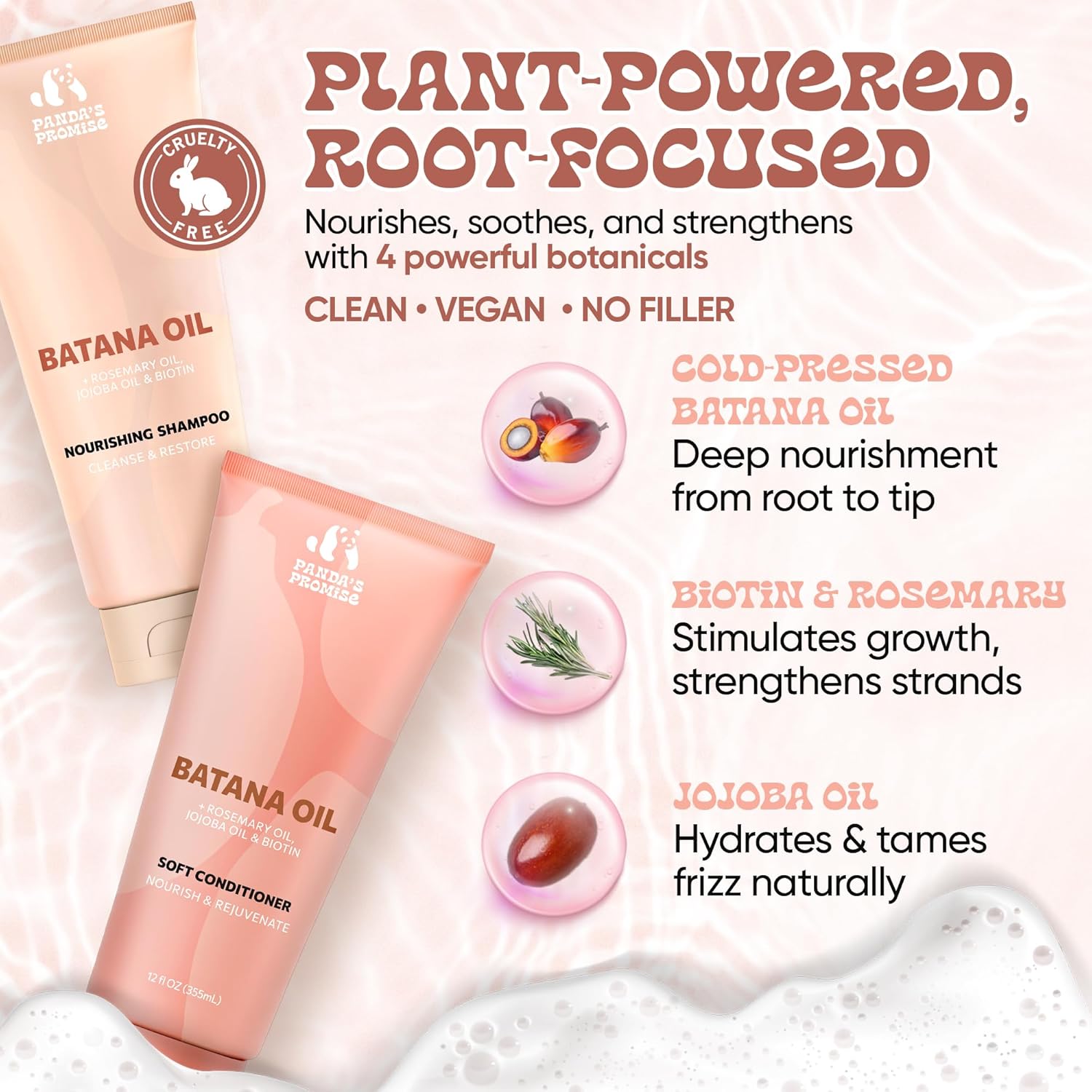 Panda's Promise Batana Oil Shampoo and Conditioner Set – Sulfate-Free Haircare with Batana Oil Nourishing Duo for Smooth, Soft and Manageable Hair For All Hair Types, Unisex (12 fl oz Each) - Image 7