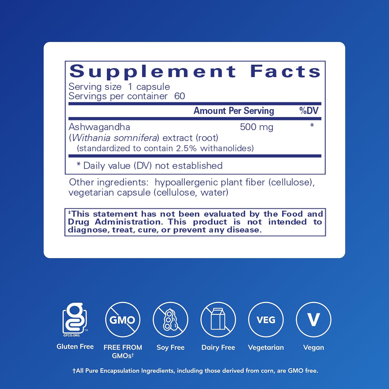 Pure Encapsulations Ashwagandha - 500 mg Ashwagandha Extract - Metabolism & Stress Support - Immune Support - GMO Free & Vegan - 60 Capsules - Image 2