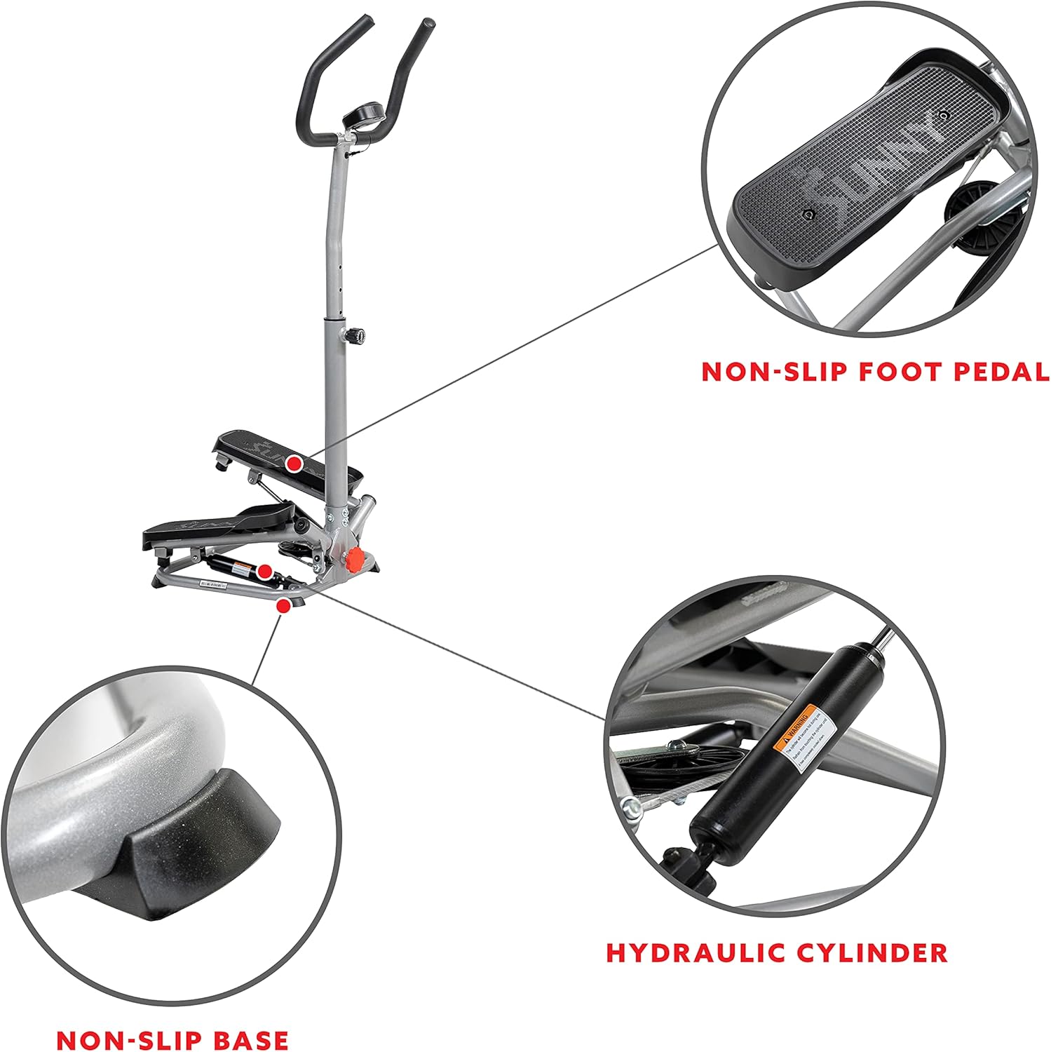 Sunny Health & Fitness Twist Stair Stepper Machine with Handlebar, Low Impact Stepper, Compact & Space Saving for Home Workouts SF-S020027 - Image 4
