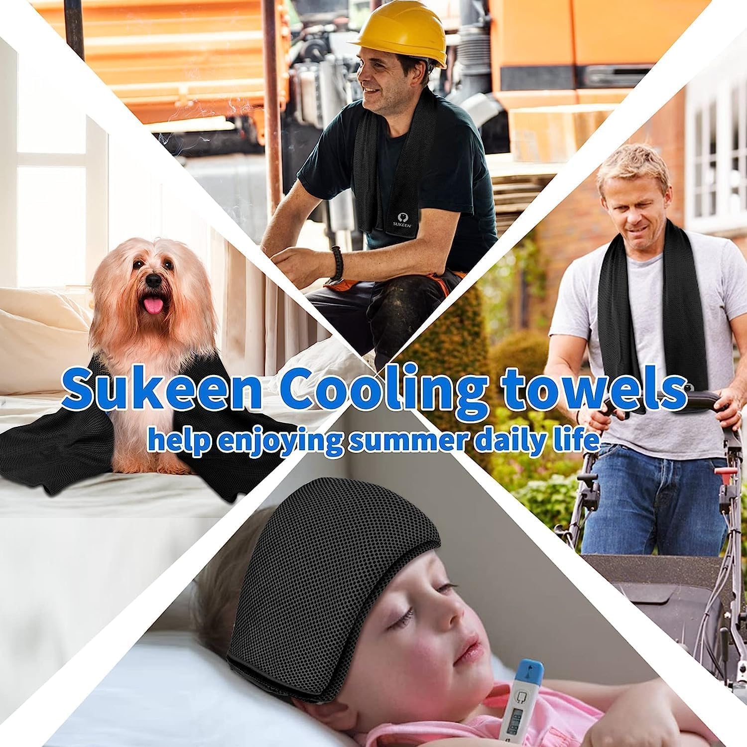 Sukeen 4Pack Cooling Towel (40"x12") for Neck and Face, Soft & Breathable Chilly Sports Towel, Quick-Drying Sweat Absorbing Cooling Neck Wraps Cooling for Yoga, Sport, Running, Workout - Image 9