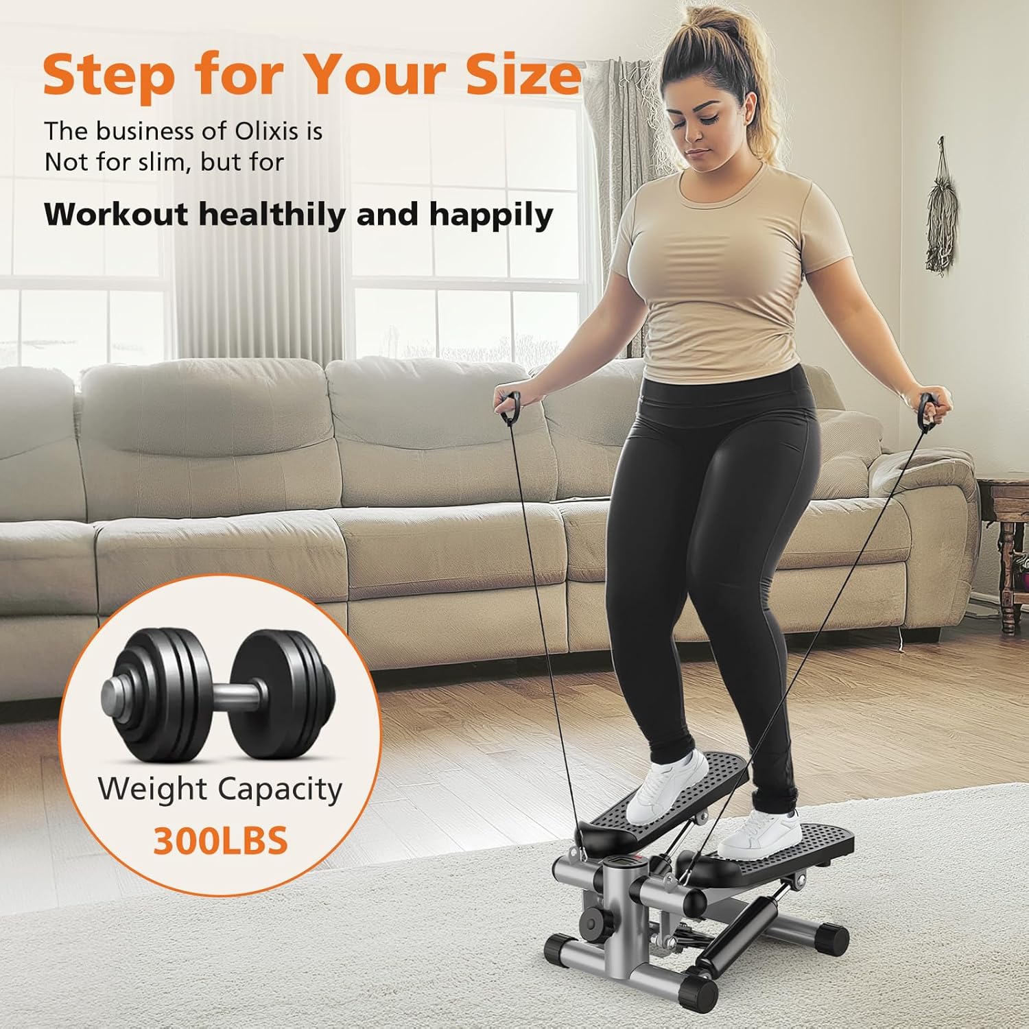 OLIXIS Steppers for Exercise At Home Workout Equipment, Mini Stepper Exercise Machine for Senior Citizens, Twist Stepper with Resistance Bands, Cardio Weight Loss Equipment Home Fitness - Image 2
