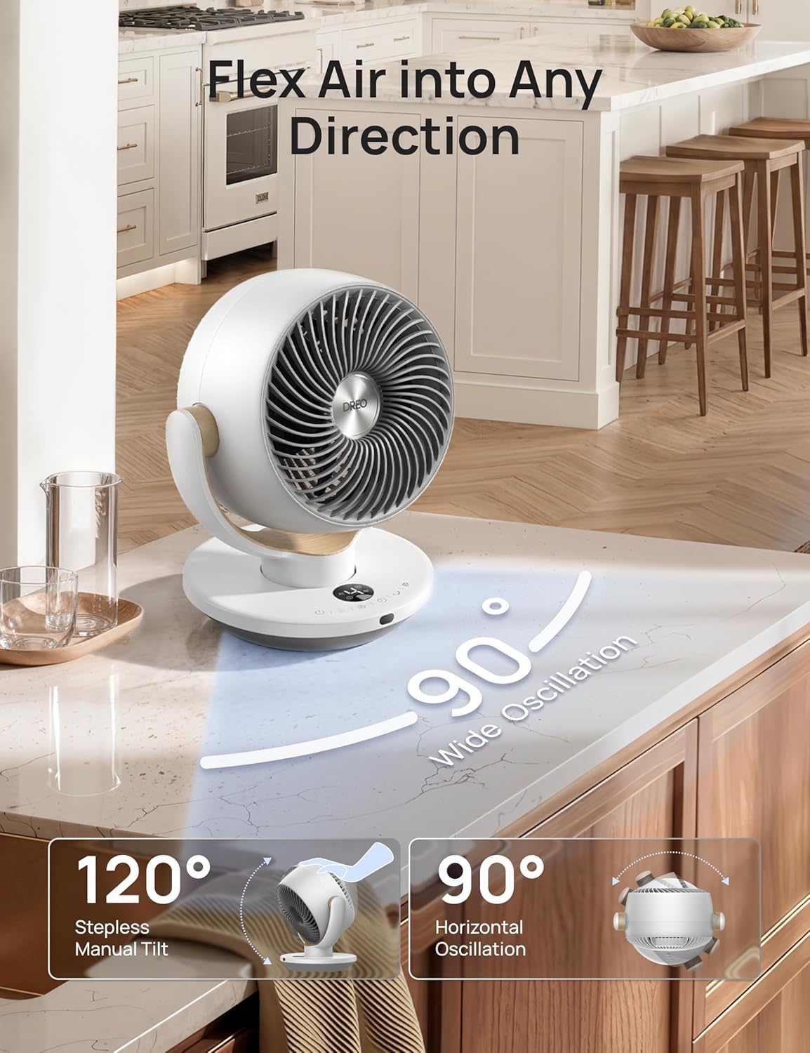 DREO Fan for Bedroom, Desk Air Circulator Fans with Remote, 11 Inch Table Fan for Whole Room, 65ft Powerful Airflow, 120° Vertical Manual and 90° Oscillating, 4 Speeds, 8H Timer, 25dB Quiet, Home - Image 5