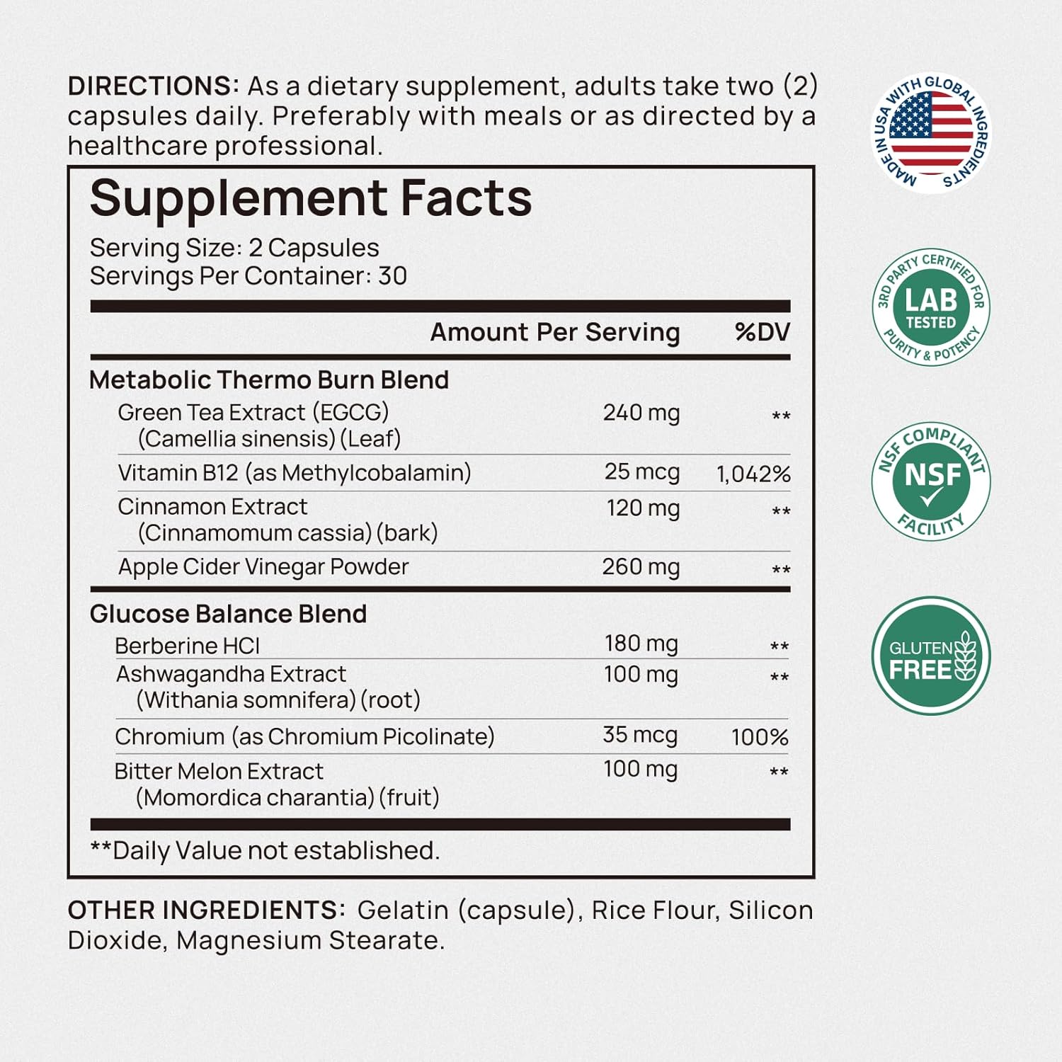 Selerb Metaburn Weight Loss Pills for Women & Men - Appetite Suppressant & Fat Burner, Metabolism Support Weight Loss Supplement with Berberine, Chromium, Green Tea & B12-60 Capsules - Image 7