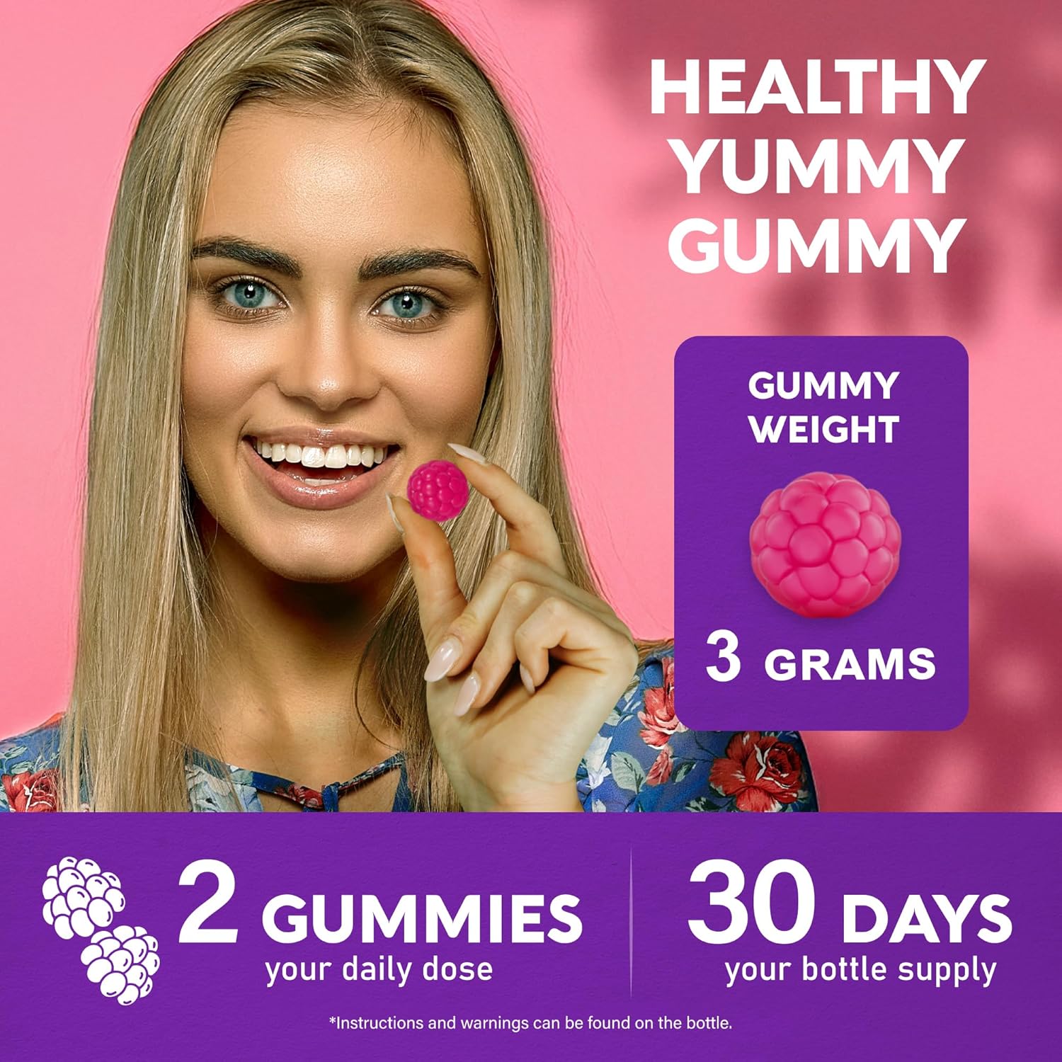 Biotin Gummies with Collagen - Hair Growth Support, Skin, & Nail Strength - for Women & Men - Biotin 10000mcg | Keratin | Hyaluronic Acid | B-Complex | Nettle - Sugar-Free, Mixed Berry - 60 Gummies - Image 7