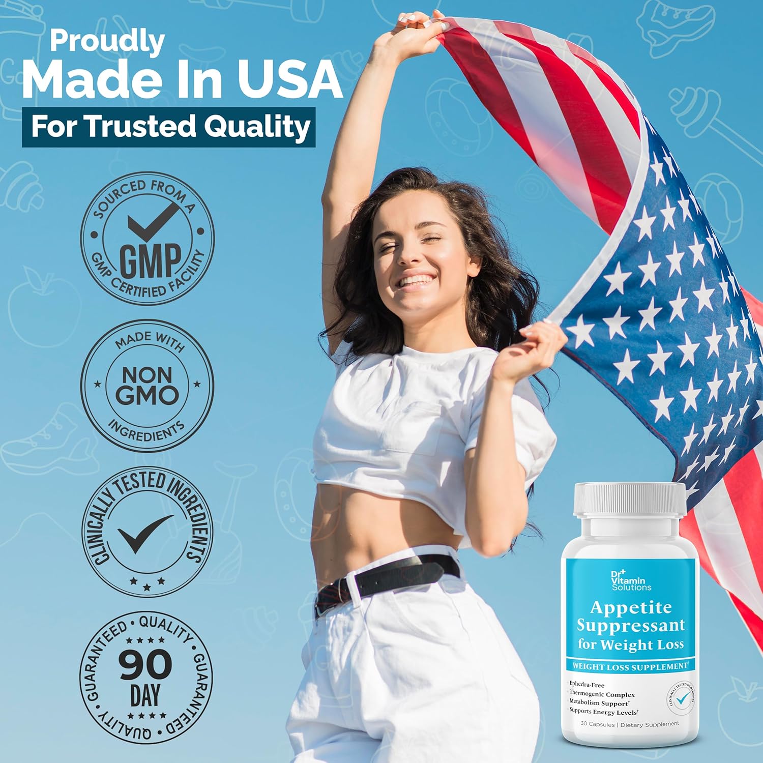Appetite Suppressant for Weight Loss - Diet Pills, Fat Burner for Women & Men w/ Garcinia, Ginger Root, Guarana - Thermogenic Metabolism Booster, Ephedra Free, Energy Support, Made in USA, 30 Capsules - Image 2