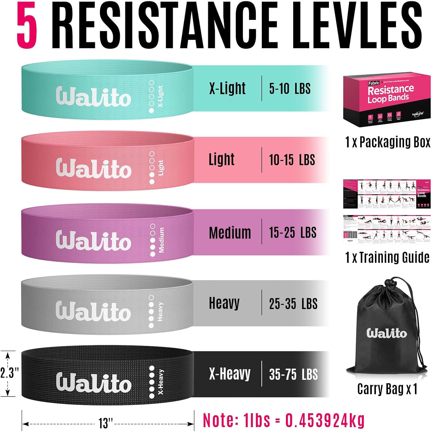 Fabric Resistance Bands for Working Out - Booty Bands for Legs -Glutes Training for Women and Men - Exercise Bands for Squats, Yoga, Physical Therapy -Home Gym Fitness - Image 4