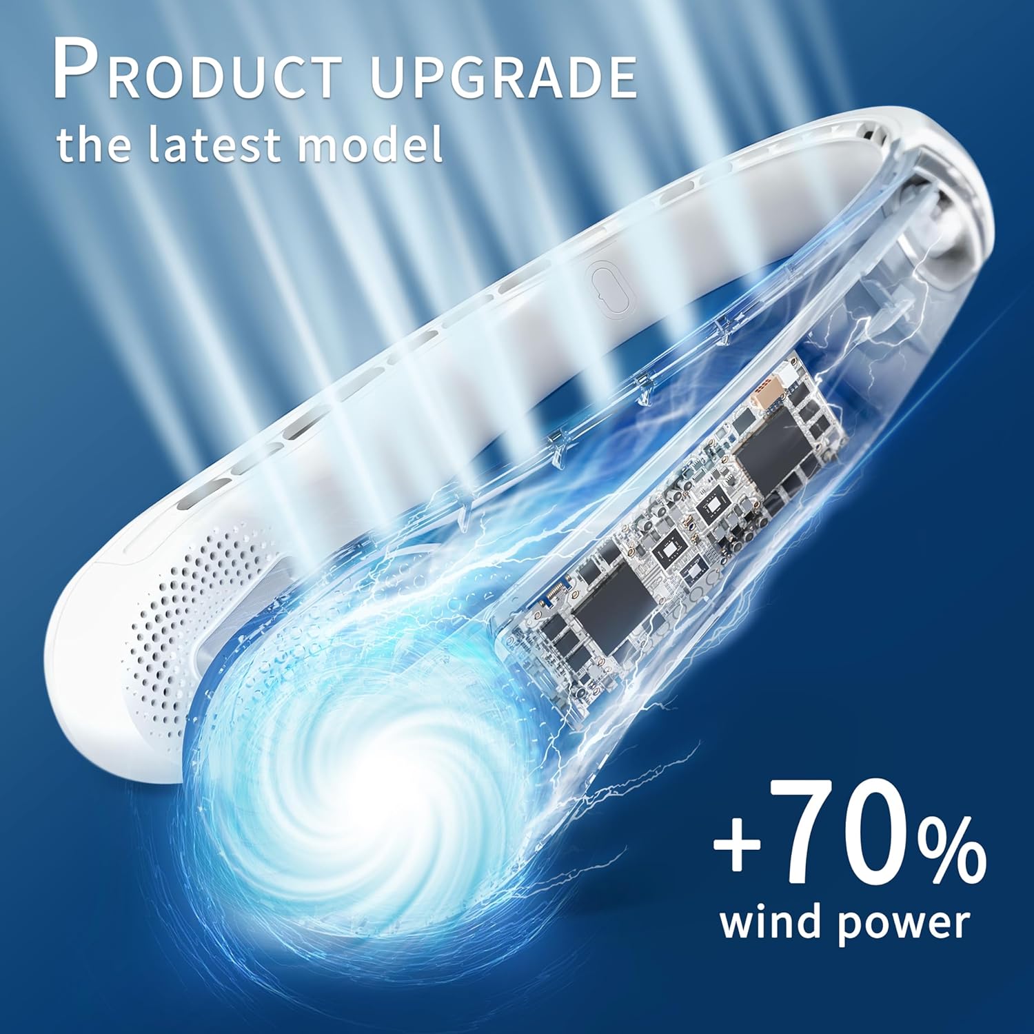 FrSara Neck Fan, Portable Personal Fan Strong Wind, 4000mAh, Air Volume,360° Cooling, No Hair Twisting, Air Volume On 2 Sides, Non-Slip, Quick Charge, Long Use Time, Birthday Gift for Women, Dad, Men - Image 2