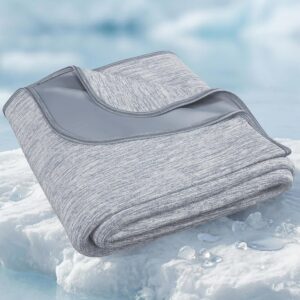 Degrees of Comfort Cooling Blanket for Hot Sleepers Queen Size, Q-Max>0.4 PolarEdge Cold Fabric, Lightweight Summer Cool Blankets for Night Sweats - Grey 90x90
