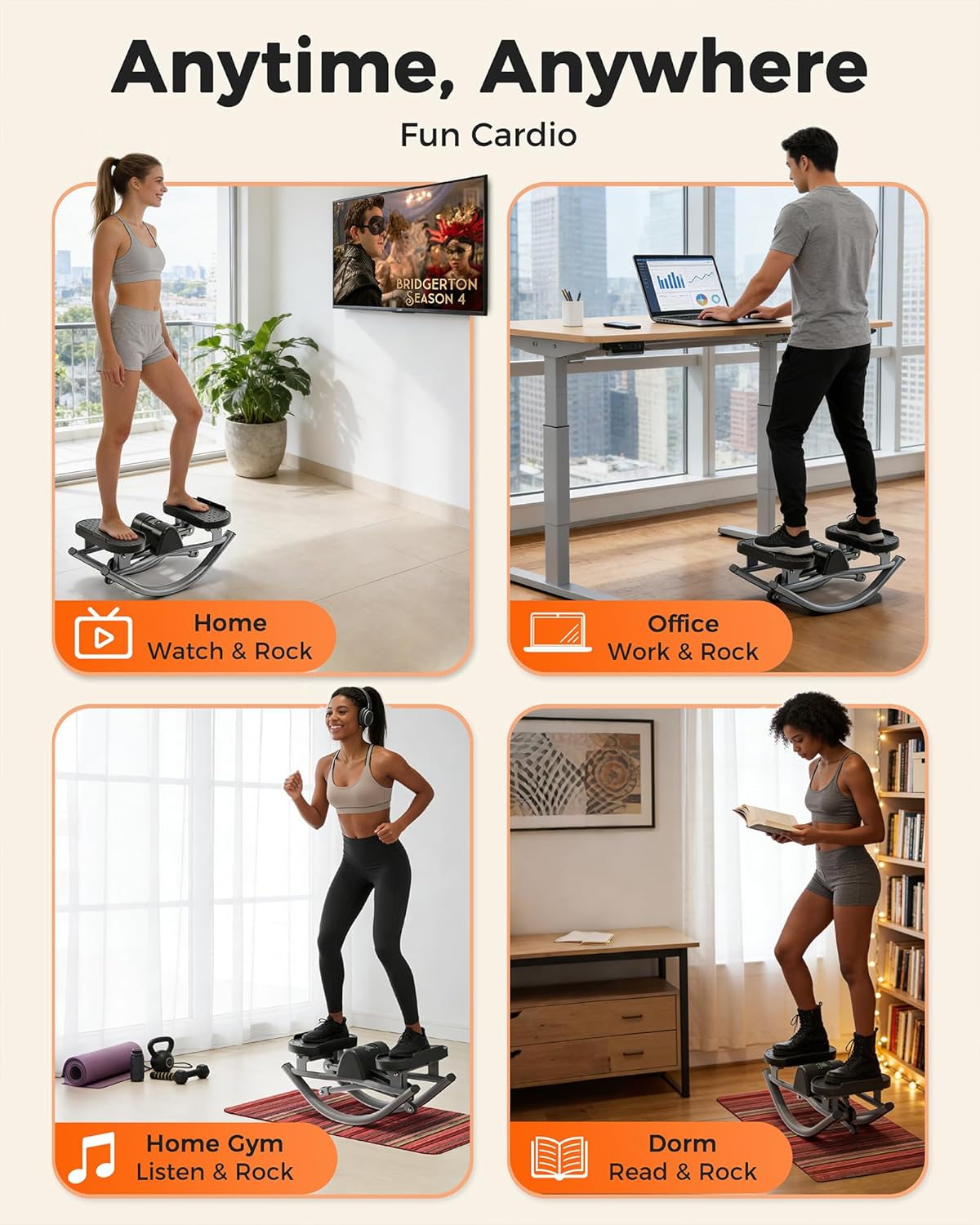 FineWay Upgraded Rock Stepper 2.0 for Exercise at Home, Rocking Stepper Side to Side, Low-Impact Knee-Friendly Exercise Machine with Resistance Bands, LCD Monitor & 330 LBS Capacity, Full Body Workout - Image 5