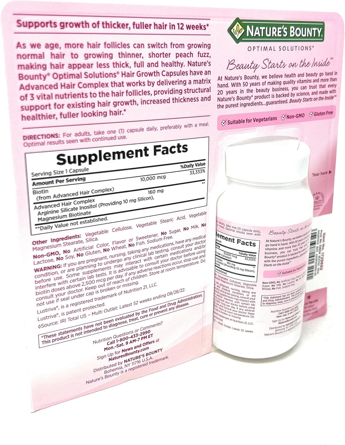 Nature's Bounty Hair Growth Supplement, 1 Per Day, Clinically Shown to Support Thicker, Fuller Hair, with Biotin, Silicon & Arginine, 90 Capsules - Image 4