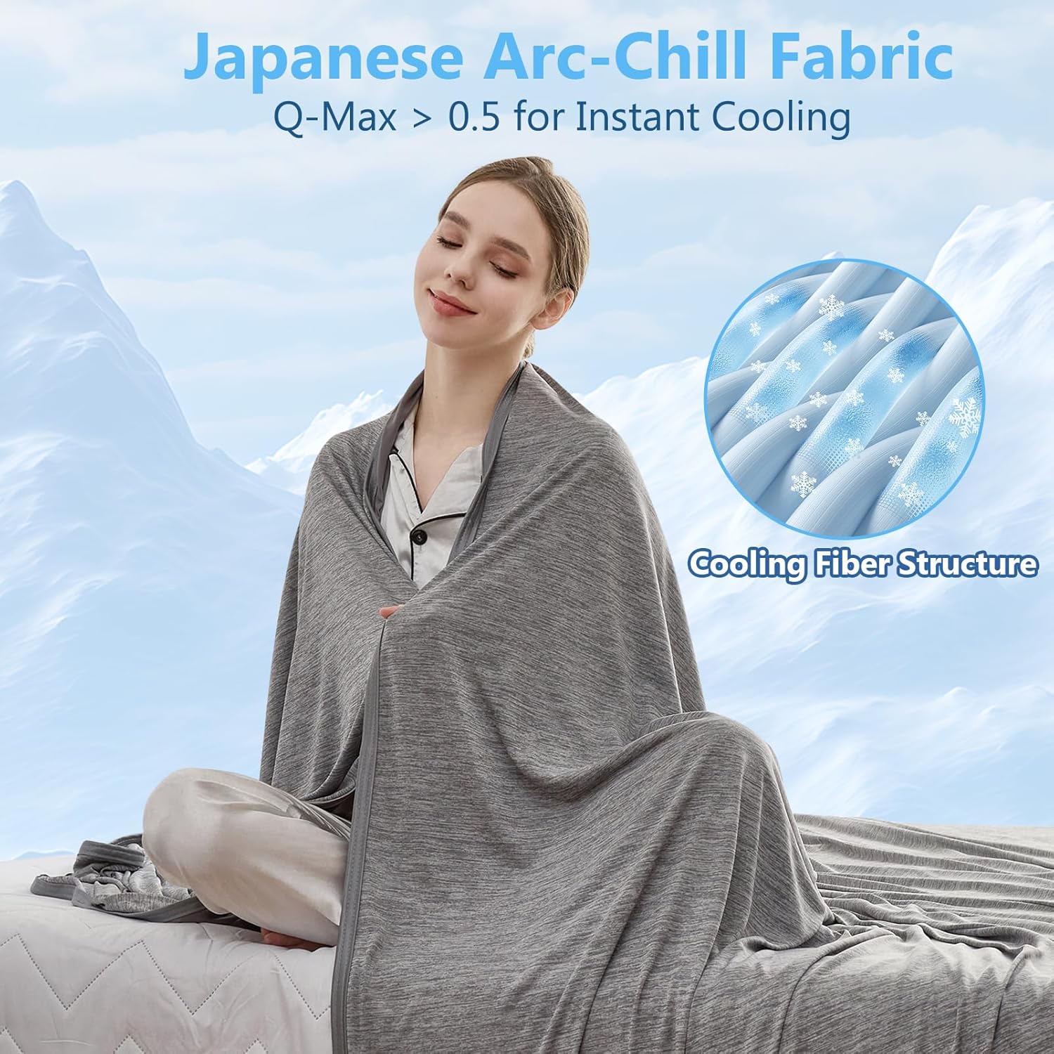 CHOSHOME Cooling Blanket for Hot Sleepers - Summer Blanket Thin Soft Lightweight Breathable Double Side Enhanced Cooling for Hot Flashes, Night Sweats, Bed, Couch (Grey, 50 x 70 inches) - Image 2