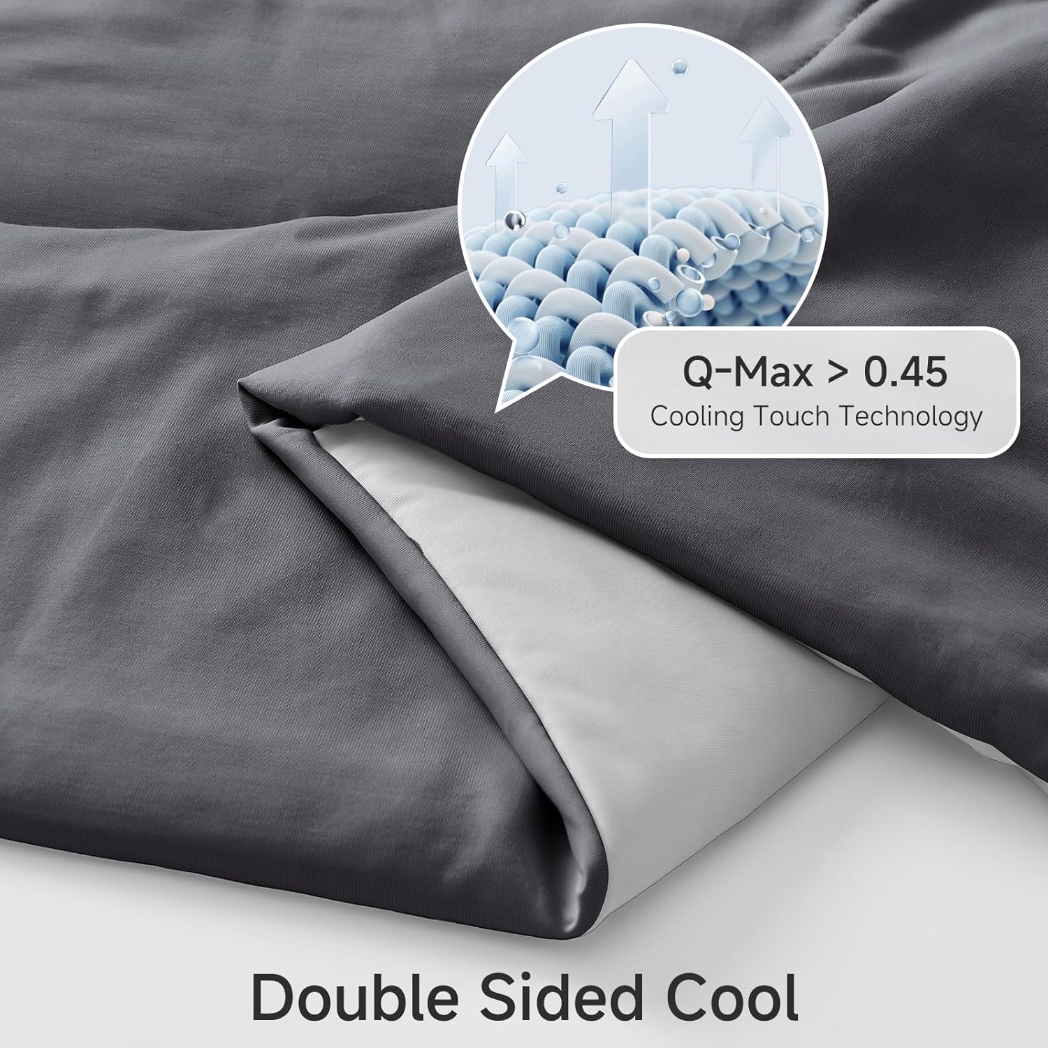 HOMFINE Cooling Comforter Japanese Double-Sided Cold Tech Fabric Cooling Blanket for Night Sweats Hot Sleepers, Q-Max 0.45 Soft Breathable Silky Smooth Lightweight Grey Summer Comforter Queen - Image 3