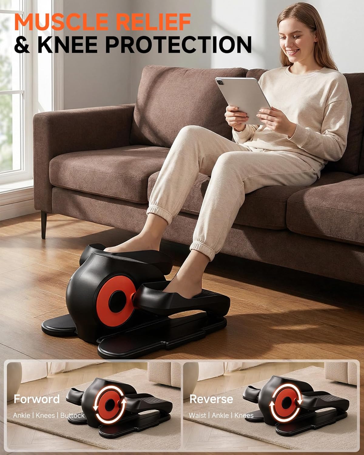 GORISE Under Desk Elliptical Exercise Machine, Leg Exercise Equipment as Seen on TV for Seniors & Women, Seated Pedal Exerciser with Remote Control & 10 Adjustable Speed for Home, 002 Basic - Image 5